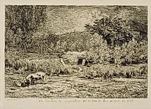 Pig in an Orchard by Charles François Daubigny
