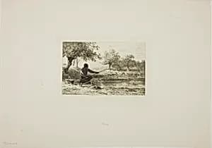 Pole Fishing by Charles Émile Jacque