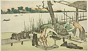 Potters at Work - Imado by Katsushika Hokusai