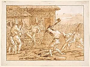 Punchinello Chopping Logs by Giovanni Domenico Tiepolo