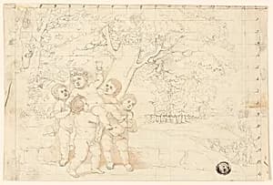 Putti Carrying Young Bacchus by Unknown artist
