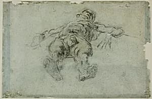 Reclining Male Nude, Foreshortened by Tintoretto
