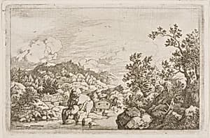 River Between Rocks and Wooden Huts by Allaert van Everdingen