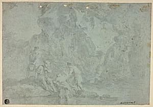 Rocky Landscape with Figures by Gaspard Dughet