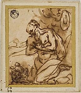 Saint Jerome by Style of  Pier Francesco Mola