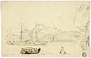 Seaport with Fortress by William John Huggins