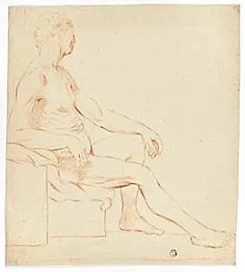 Seated Academic Male Nude by Style of Jacques Louis David