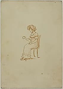 Seated Girl Holding Tea Cup by Kate Greenaway