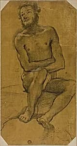 Seated Male Nude by Follower of Jacopo da Empoli
