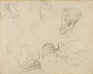 Seven Caricatures of Heads by Jean Louis André Théodore Géricault