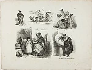Sheet of Sketches by Denis Auguste Marie Raffet