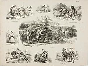 Sheet of Sketches by Denis Auguste Marie Raffet