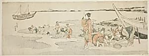 Shellfish gathering by Katsushika Hokusai