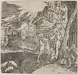 Shepherds and Satyr in a Landscape by Agostino dei Musi