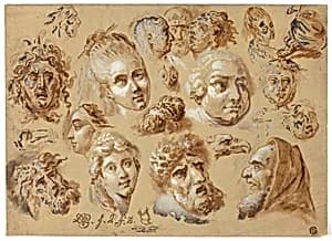 Sketches of Heads by Jean-Demosthene Dugourc