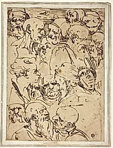 Sketches of Heads by Luca Cambiaso