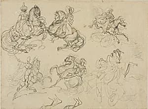 Sketches of Oriental Horsemen by Jean Louis André Théodore Géricault