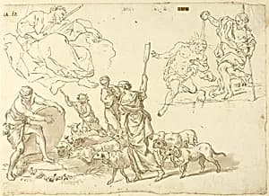 Sketches of Religious Scenes by Domenico Piola