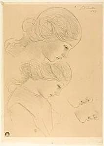 Sketches of Woman's Profile by Frederick William Burton
