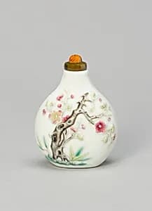 Snuff Bottle with Prunus, Bamboo, and Pine by Unknown