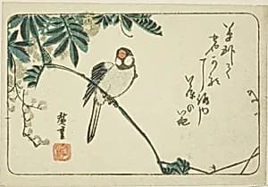 Sparrow and wisteria by Utagawa Hiroshige