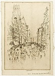 St. Dunstan's, Fleet Street by Joseph Pennell