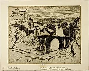 St. Martins Bridge, Toledo by Joseph Pennell