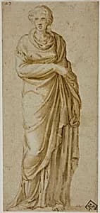 Standing Draped Female Figure by Girolamo da Carpi