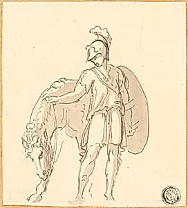 Standing Warrior and Horse by Unknown artist