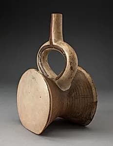 Stirrup Spout Vessel in the Form of a Drum by Moche