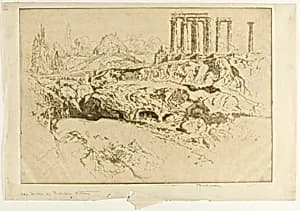Temple of Jupiter, Athens by Joseph Pennell