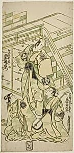 The Actors Ichimura Uzaemon VIII as Onio Shinzaemon and Onoe Kikugoro I as the courtesan Usugumo in the play "Nanakusa Wakayagi Soga," performed at the Ichimura Theater in the first month, 1744