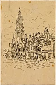The Flemish Belfry by Rodolphe Bresdin