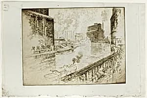 The Grain Elevators, Chicago by Joseph Pennell
