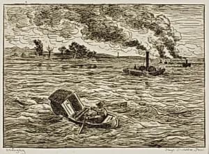 The Steamboats (Steamy Harbor) by Charles François Daubigny