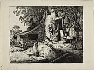 The Woman Spinning by Adriaen van Ostade