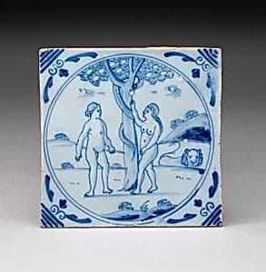 Tile with Adam and Eve by Unknown