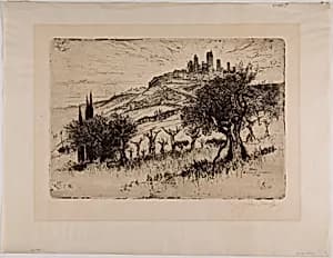 Towers of San Gimignano, Outside theWalls by Joseph Pennell