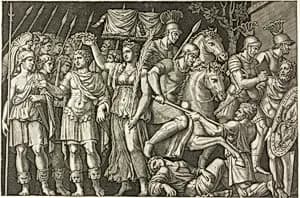 Trajan Crowned by Victory by Marcantonio Raimondi