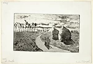 Twilight with Haystacks by Camille Pissarro