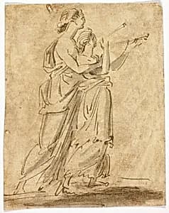 Two Classical Female Figures by Unknown