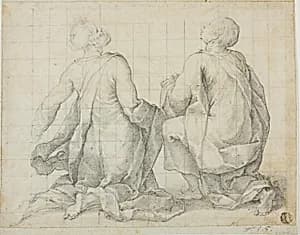 Two Kneeling Male Saints by Unknown Cremonese