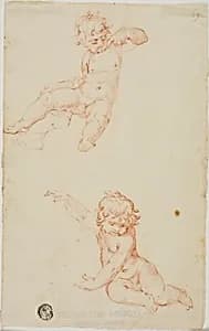 Two Seated Putti by Unknown
