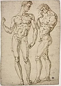 Two Standing Male Nudes by School of Baccio Bandinelli
