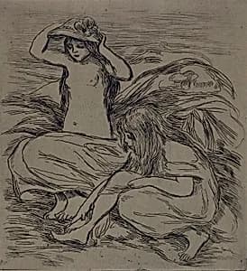 Two Women Bathing by Pierre-Auguste Renoir