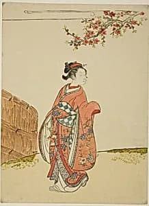 Under a Peach Tree by Suzuki Harunobu
