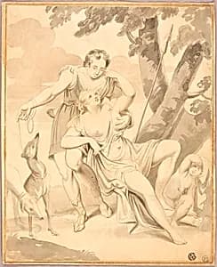 Venus and Adonis by Style of  Conrad Martin Metz