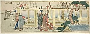 Viewing votive paintings by Katsushika Hokusai