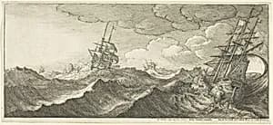 Warship in the Trough of a Wave by Wenceslaus Hollar