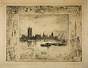 Westminster Palace, London by Félix Hilaire Buhot